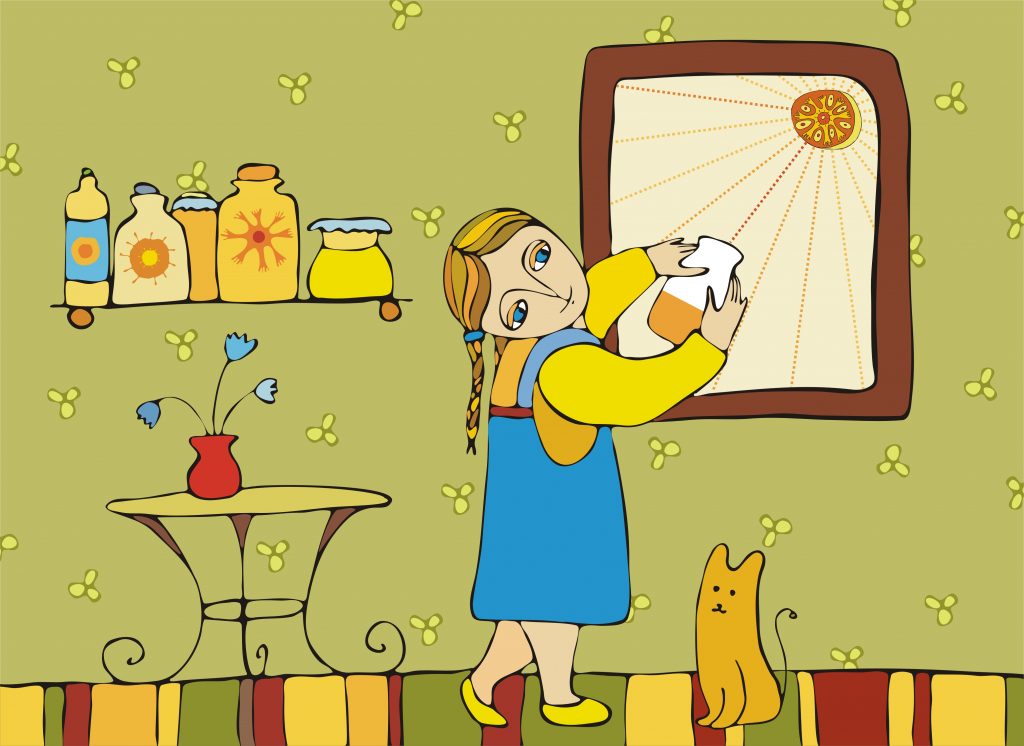 Joy's Quick Start Tarot Guide: Girl holds up jar at window to catch rays of sunlight through a window